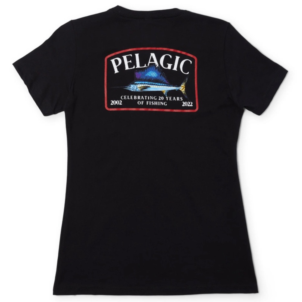 Pelagic Fishing Graphic T-Shirt Black Women’s Small 20 Year Anniversary